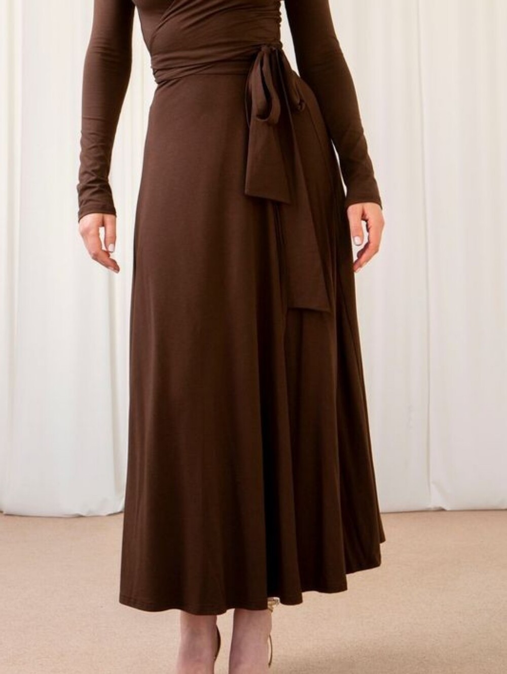 2XL AYM Margot Maxi Wrap Skirt In Brown with Tag and Slip Shorts.
